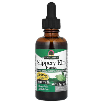 Nature's Answer Alcohol-Free Slippery Elm 2 Fluid Ounce Extract | Soothes Mucous Membranes | Gluten-Free, Cruelty-Free, Kosher-Certified, Made in The USA | Single Count