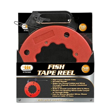 IIT 76560 Electrician Fish Tape Reel 50-Feet High Impact Case for Electric or Communication Wire Puller