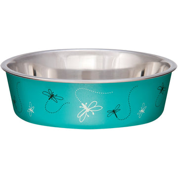 Loving Pets Bella Dog Bowls- Stainless Steel Dog & Cat Bowls - Spill Proof Dog Food Bowl, Cat Bowl, Puppy Essentials & Pet Supplies Great for Home & Travel (Medium 20-35 lbs, Dragonfly)