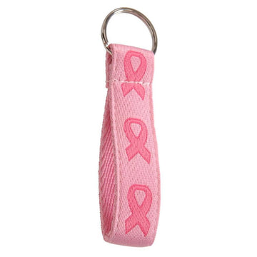 Breast Cancer Awareness Pink Ribbon Cloth Loop Key Chain, Key Ring, Wristlet