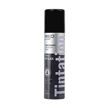 Red by Kiss Tintation Temporary Hair Color Spray, Instant Gray Root Touch Up Coverage, Water-Resistant & Smudge-Proof, Easy Wash Out, Barber & Hairline Touch-Up, Quick-Dry (Off Black, 2.82 oz)