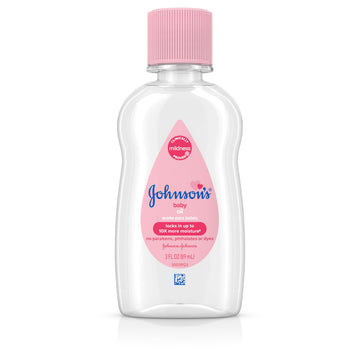 Johnson & Johnson Baby Oil, Pure Mineral Oil to Prevent Moisture Loss, Hypoallergenic, Original 3 fl. oz