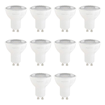 Amazon Basics 7 W Equivalent 50W, 3000K Warm White, Dimmable, 10,000 Hour Lifetime, MR16 (GU10 Base) LED Light Bulb , 10-Pack