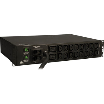 Tripp Lite Metered PDU, 18 Outlets (2-C19, 16-C13), IEC-309 230V 32A Blue, 12 ft. Cord, 2U Rack-Mount Power (PDUMH32HV),Black