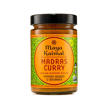 Maya Kaimal Madras Curry Sauce, 12.5 oz, Spicy Indian Simmer Sauce with Peppery Coconut and Coriander. Vegan, Gluten Free, Non-GMO Project Verified, Vegetarian
