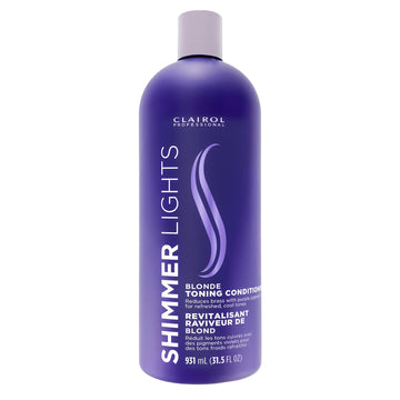 Clairol Professional Shimmer Lights Purple Conditioner, 31.5 fl. Oz Neutralizes Brass & Yellow Tones For Blonde, Silver, Gray & Highlighted Hair Packaging May Vary
