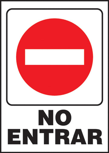 Hillman 848825 No Entrar Spanish Self Adhesive Sign, White, Red and Black Plastic, 5x7 Inches 1-Sign