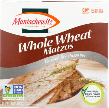 Manischewitz Whole Wheat Matzos Kosher For Passover 10 Ounce (Pack of 4)