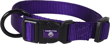 Hamilton Adjustable Nylon Dog Collar for Small Medium Large Dogs, Purple, 3/4" Wide x 16-22" Neck
