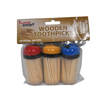 Smarthome Wooden Toothpicks in 3 Jar Set
