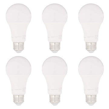 Amazon Basics 75W Equivalent, Soft White, 12 W, Dimmable, 15,000 Hour Lifetime, CEC Compliant, A19 LED Light Bulbs , 6-Pack