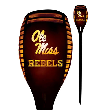 Sporticulture NCAA Ole Miss LED Solar Torch - 36" Waterproof Flickering Flame Light - Durable Outdoor Decor for Patio, Porch, Garden, or Poolside Landscape