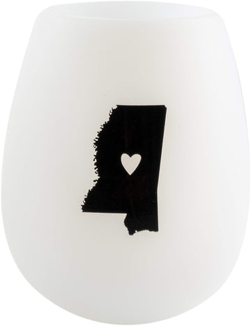Mississippi Silhoutte In Black 12.5 oz Silicone Wine Glass