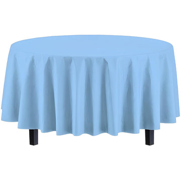Vibrant Light Blue Solid Plastic Tablecover (84") - Durable, Stylish & Easy-to-Clean, Perfect For Parties & Events - 1 Count