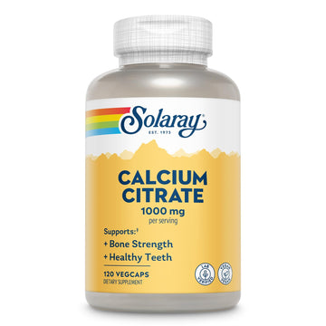 Solaray Calcium Citrate 1000mg - Chelated Calcium Supplement - Supports Bone Strength and Healthy Teeth - Easy to Digest - 60-Day Guarantee, Vegan - 30 Servings, 120 VegCaps
