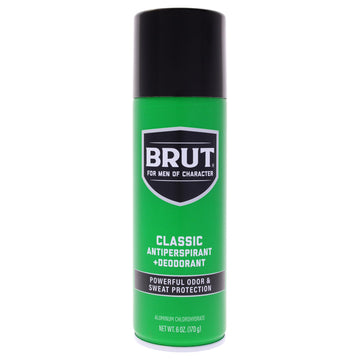 BRUT Classic Antiperspirant and Deodorant Spray - Scented Aerosol Deodorant for Men - Powerful Odor and Sweat Protection - Paraben Free - 6 oz