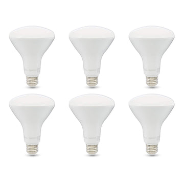 Amazon Basics 11 W Equivalent 65W, Daylight White, Dimmable, 10,000 Hour Lifetime, BR30 LED Light Bulb , 6-Pack