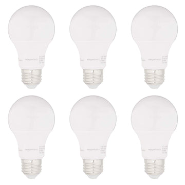 Amazon Basics 40W Equivalent, Soft White, Dimmable, 15,000 Hour Lifetime, CEC Compliant, A19 LED Light Bulbs | 6-Pack