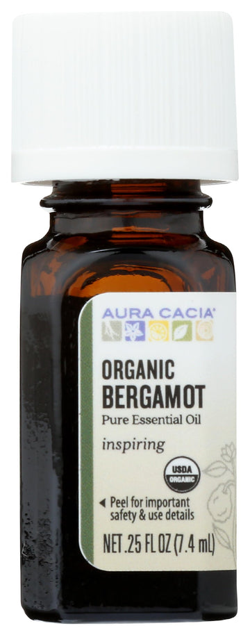 Aura Cacia Organic Bergamot Essential Oil, 0.25 FZ