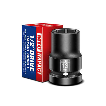 MTO 1/2" Drive 13mm Shallow Impact Socket, 6-Point Metric Socket for Automotive Maintaince, CR-V Steel Meets ANSI Standards