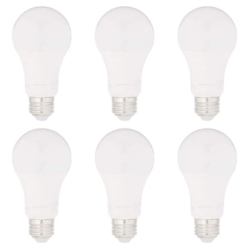 Amazon Basics 75W Equivalent, Daylight, Non-Dimmable, 15,000 Hour Lifetime, CEC Compliant, A19 LED Light Bulbs | 6-Pack