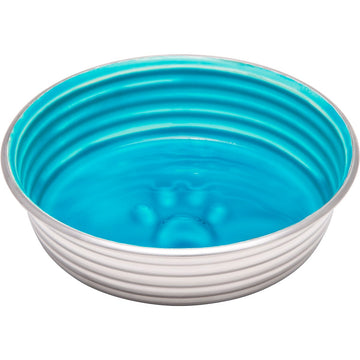 Loving Pets - Le BOL Dog Food Water Bowl Enamel Ceramic Bowl No Tip Stainless Steel Pet Bowl No Skid Spill Proof (Extra Small, Seine Blue)