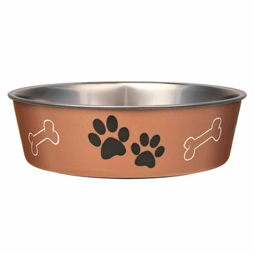 Loving Pets Bella Dog Bowls- Stainless Steel Dog & Cat Bowls - Spill Proof Dog Food Bowl, Cat Bowl, Puppy Essentials & Pet Supplies Great for Home & Travel (Medium 20-35 lbs, Copper)