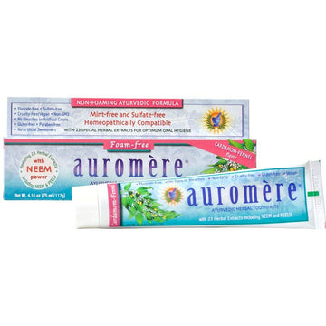 Auromere Ayurvedic Herbal Neem & Clove Toothpaste - All Natural Fluoride Free Toothpaste for Adults and Kids, Suitable for Sensitive Teeth, No SLS, Non GMO, Vegan, Cruelty-Free - 1 Pack