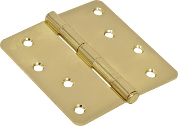 Hillman 4" Door Hinge - 1/4" Radius 853636 Brass Finish (18-Pack)