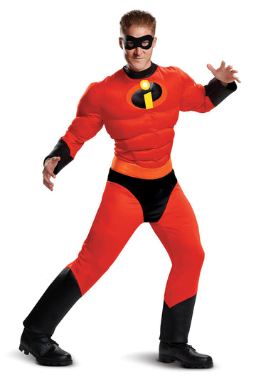 Disguise Men's Mr. Incredible Classic Muscle Adult Costume, red, L/XL (42-46)