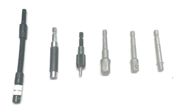 6 PC Drill Set Quick Change Extension Bar Magnetic Stubby Screw Holder & Flex