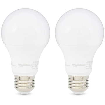 Amazon Basics 60W Equivalent, Soft White, Dimmable, 10,000 Hour Lifetime, A19 LED Light Bulb , 2-Pack