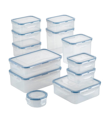 Lock & Lock HPL817S12 Easy Essentials Storage Set/Food Containers Airtight Bins/BPA-Free/Dishwasher Safe, 24 Piece - Clear