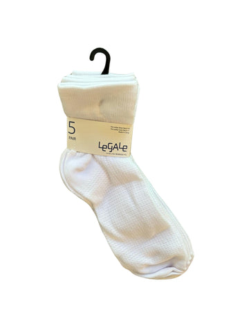 Legale Ladies Everyday White Textured Comfort Top Anklet Socks 5 Pack