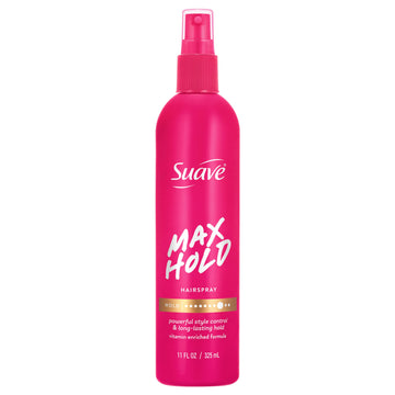 Suave Max Hold Non-Aerosol Scented Hairspray for Women Strong Hold, Long-Lasting, Lightweight, Not Sticky or Stiff, All Hair Types, 11 FL OZ