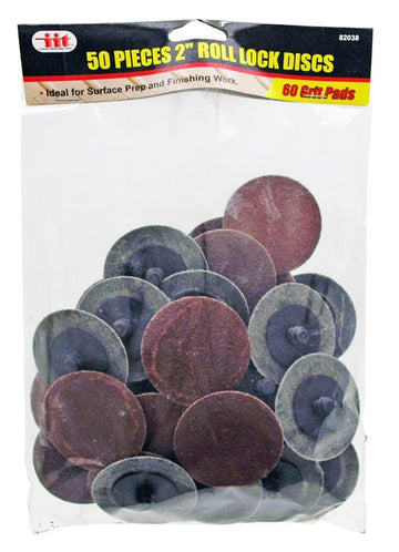 IIT 82038 2" Roll Lock 60 Grit Sanding Discs,(50 PC)