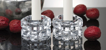 Godinger Crystal Candle Votive Holders, Tealight Holders for Home Décor & Events, Diamante Collection, 2 Piece Set, Diamante Collection