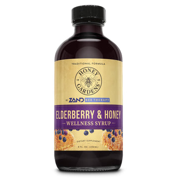Honey Gardens Elderberry & Honey Immune Syrup - Black Elderberry Syrup for Adults & Kids, Natural Throat Defense Wellness Supplement with Propolis & Organic Apple Cider Vinegar - 8 Fl Oz