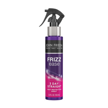 John Frieda Frizz Ease 3 Day Straight Heat Protection Spray, Keeps Hair Straight and Frizz-Free for 3 Days, Keratin-Infused Flat Iron & Styling Spray for a Smooth, Sleek Finish, 3.5 Oz