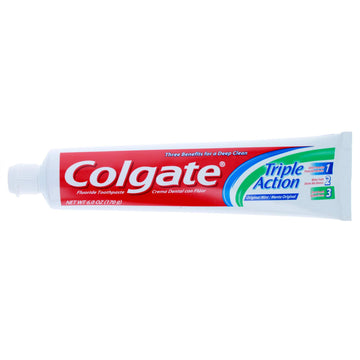 Colgate Triple Action Fluoride Toothpaste Original Mint, 6 Ounce, (Pack of 24)