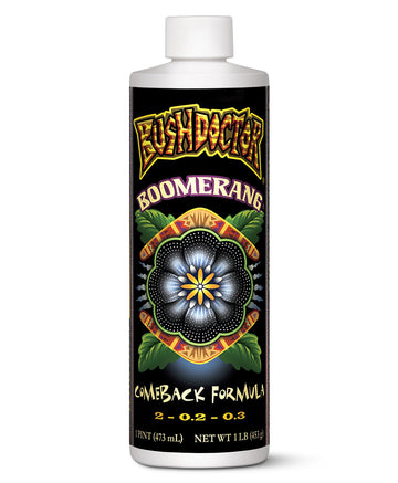 FoxFarm Bush Doctor Boomerang - 2-0.2-0.3 Comeback Formula - Microbial-Based Liquid Plant Fertilizer for Root Zone Support, Immediate Nutrient Uptake - Helps Plants Recover from Abiotic Stress-1 Pint