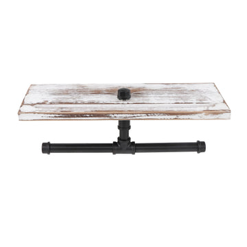 7Penn Toilet Paper Holder with Double Shelf Rustic Farmhouse Decor 2 Roll Industrial Pipe Wall Mount Roll Dispenser