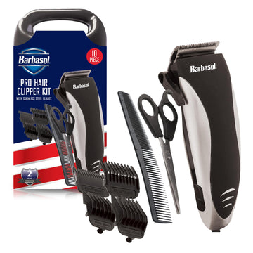 Xtreme Digital Lifestyle Accessories Barbasol Professional Hair Clipper Kit with Stainless Steel Blades, 4 Guide Combs, Adjustable Taper and Travel Bag