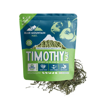 Blue Mountain Hay Fresh High Altitude Timothy Hay Small Animal Food (24 oz), Handpicked Pacific Northwest Farm Harvest, High Fiber Foraging Support, Digestive and Dental Health, All Life Stages