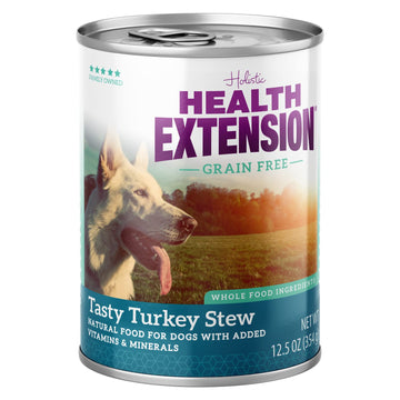 Health Extension Wet Dog Food Canned, Gluten & Grain-Free, Natural Food for All Puppies & Dogs with Added Vitamins & Mineral, Tasty Turkey Stew Recipe (12.5 Oz / 374 g) (Pack of 12)