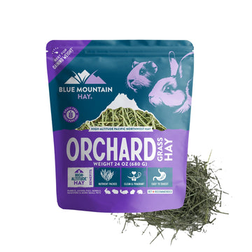 Blue Mountain Hay High Altitude Orchard Grass Hay Pet Food (24 oz) - Fresh, Soft & Leafy, High Fiber Nutrition - Sweet Aroma, Additive-Free, Supports Digestion, Dental Health & Natural Foraging