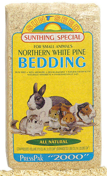 Sun Seed Company SSS18010 Northern White Pine Presspack Small Animal Bedding, 1200 Cubic Inch, Pack of 6