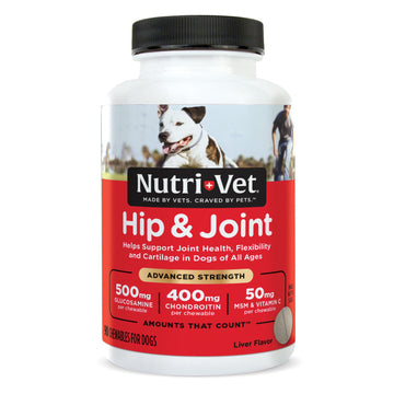 Nutri-Vet Hip & Joint Advanced Strength Dog Joint Supplement, Dog Glucosamine, Pet Supplements, Formulated with Glucosamine Chondroitin and MSM, Pet Supplies, Puppy Essentials, 90 Count