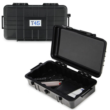 Tactical45 Hard Case - 9.7 x 5.6 x 2.6in Rubber Lined Waterproof Storage Case for Cameras, Tools, and More - Protective Ghost Hunting Equipment Luggage with Pressure Release Valve for Airplane Travel