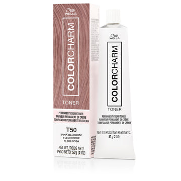 COLORCHARM Permanent Cream Toner | Neutralize Brass | Free of Animal-Derived Ingredients, Parabens & Gluten Free | T50 Pink Blossom | 2 oz